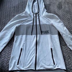 PINK white zip up hoodie.